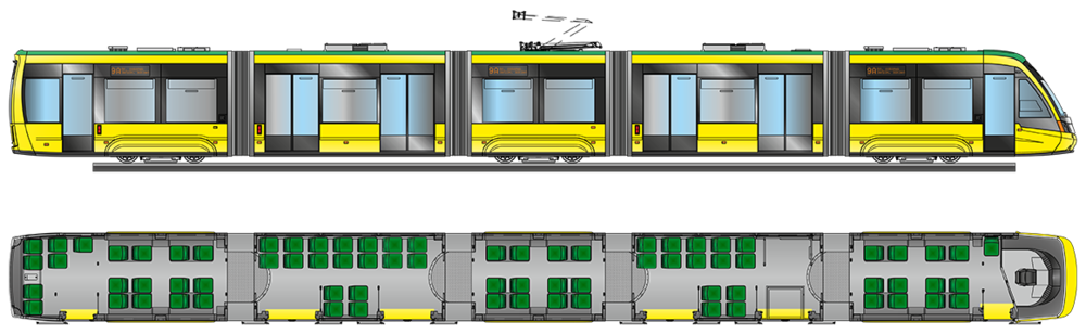 Vozidlo Elektronu T5B64. Nabízena je v tendru varianta T5B641, která už je v Kyjevě v provozu.
