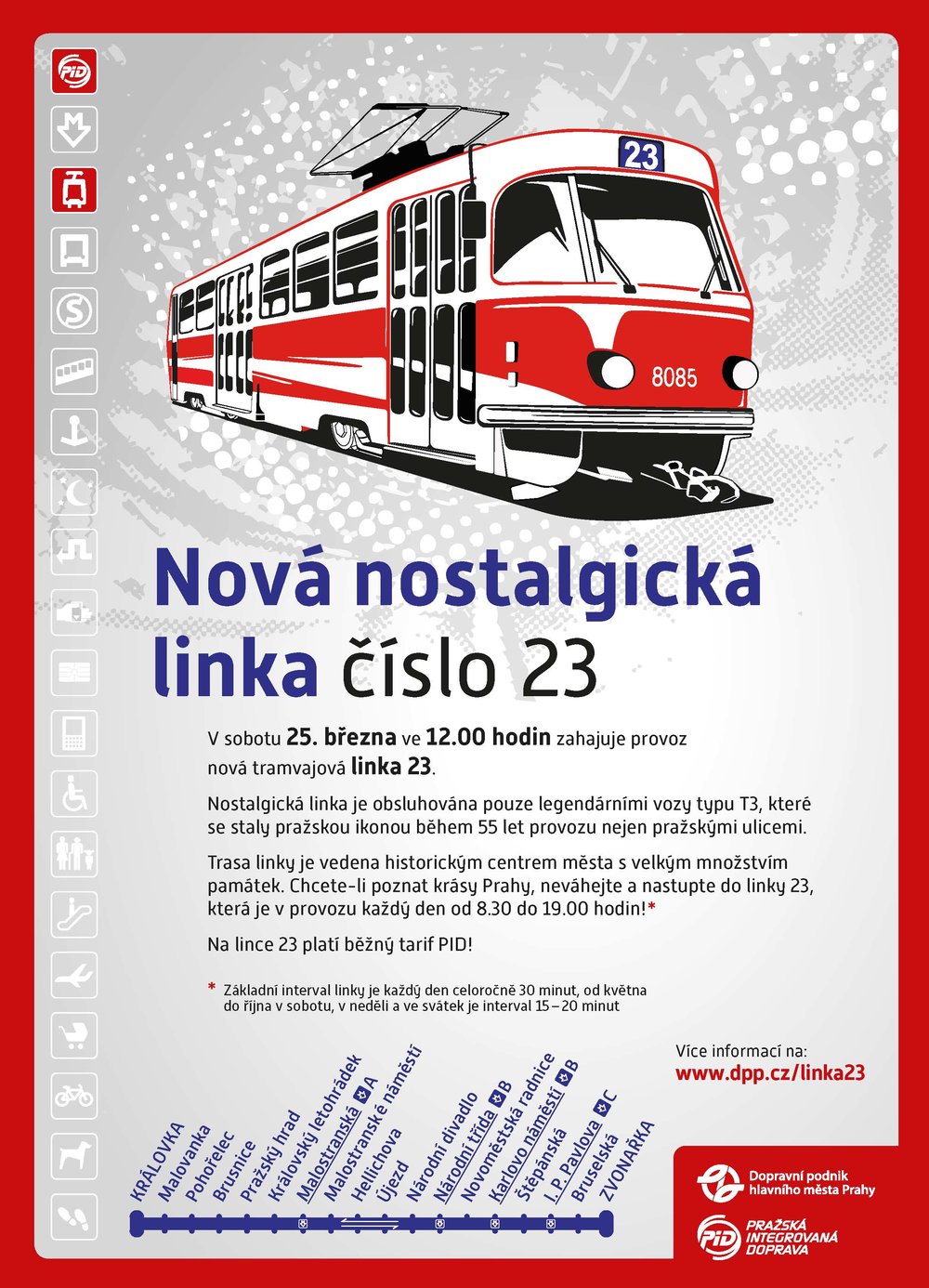 Leták k zahájení provozu nostalgické linky č. 23. (zdroj: DPP)