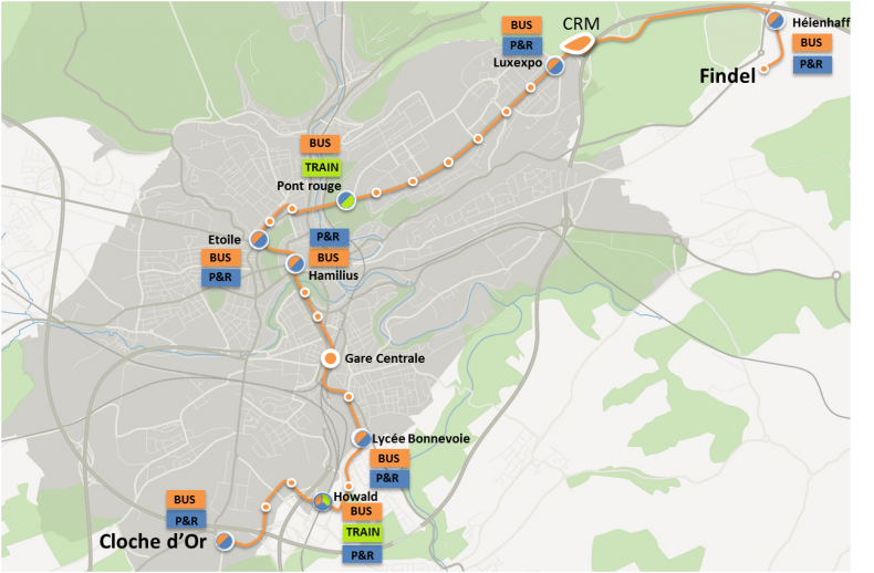 Plán budoucí tramvajové linky. zdroj: LUXTRAM)