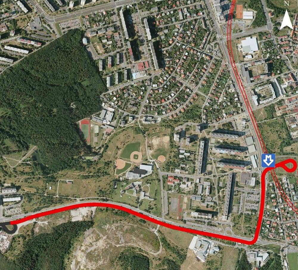 Schéma vedení prodloužené tramvajové tratě z Modřan do Libuše. (zdroj: DPP)