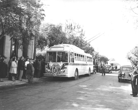 Ze slavnostního zahájení provozu trolejbusů v roce 1951. (zdroj: archiv Marcelo Benoit)