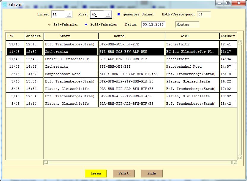 Linka 11, kurz 45, pracovní dny. (zdroj: DVB AG)