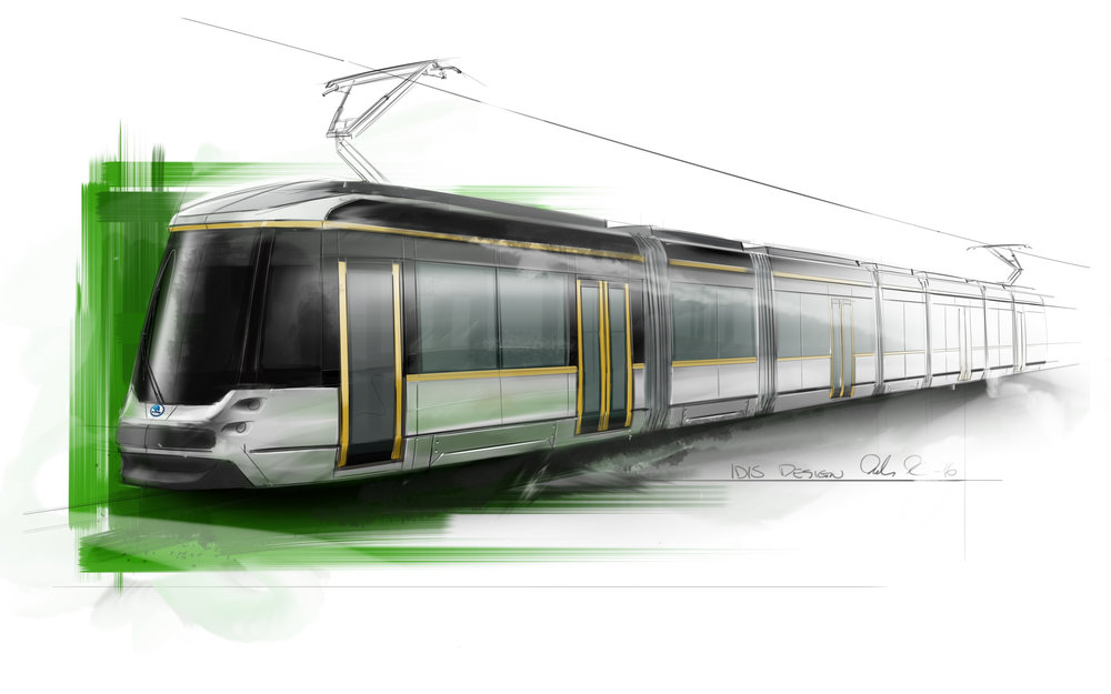 Designový návrh nové tramvaje z rodiny ForCity pro meziměstskou linku do Espoo. Škoda má prostřednictvím své společnosti Transtech dodat celkem 29 těchto vozidel. (zdroj: Škoda Transportation) 
