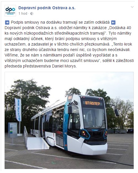 Zdroj: Facebook Dopravního podniku Ostrava