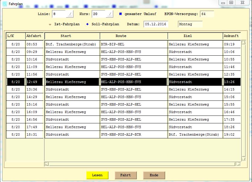 Linka 8, kurz 20, pracovní dny. (zdroj: DVB AG)