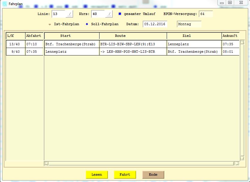 Linka 13, kurz 40, pracovní dny. (zdroj: DVB AG)