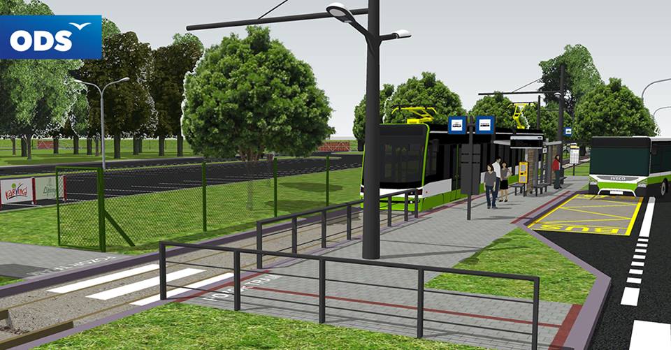 Představa o vzhledu zastávky Doly, Lipiny mezi Karvinou a Havířovem. (zdroj: Facebook ODS)