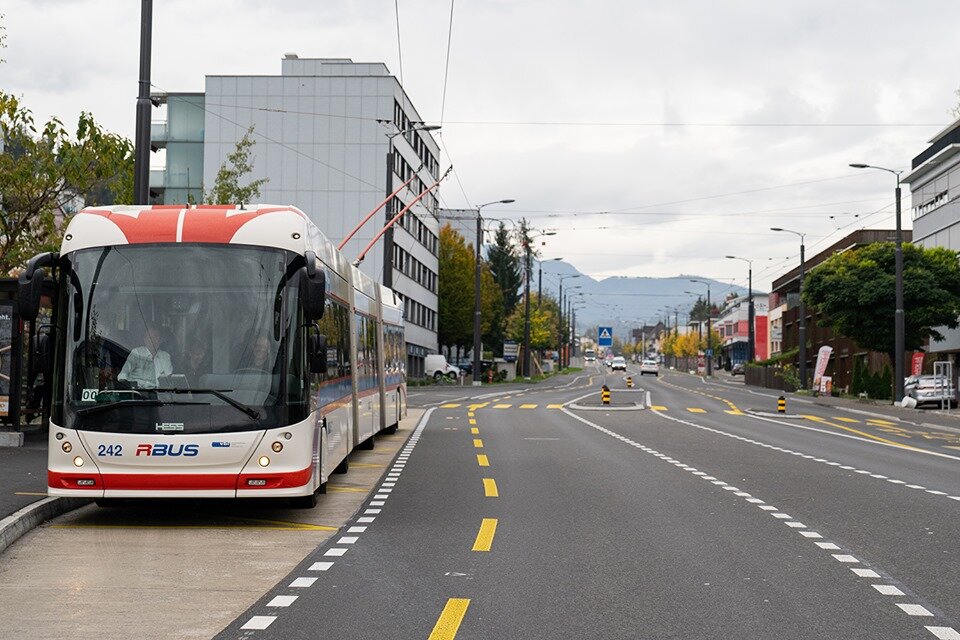 Ještě jeden snímek z nového úseku. (foto: Verkehrsbetriebe Luzern AG)