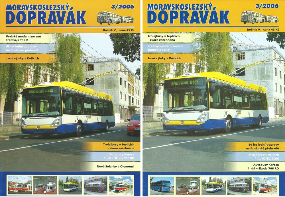 První tištěné celorepublikové číslo časopisu z léta 2006. První vydání bohužel provázela smůla a muselo být kvůli chybě tisku zlikvidováno a nahrazeno novým. Při té příležitosti došlo k několika úpravám, a to hlavně uvnitř časopisu. Nakonec se ale úpravy dočkala i titulní strana, na níž bylo vyreštušováno červené auto v levé části snímku. Levá podoba titulní strany se tedy nikdy do distribuce nedostala. (sbírka: Libor Hinčica)