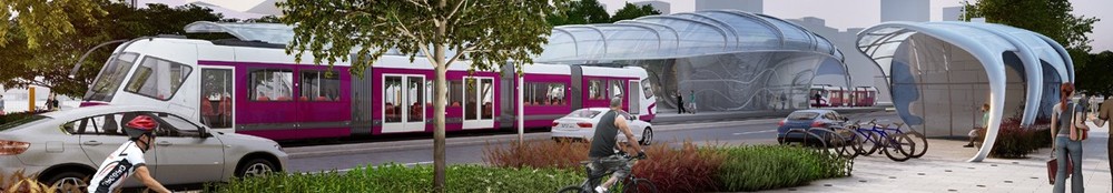 Ve vizualizaci města Lusail se objevuje upravené provedení tramvaje Škoda 19T pro Wrocław. (zdroj: http://www.qr.com.qa)