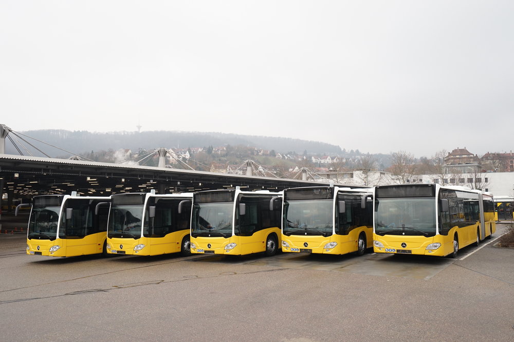 Flotila autobusů Mercedes-Benz Citaro G Hybrid pro Stuttgart. (foto: EvoBus)