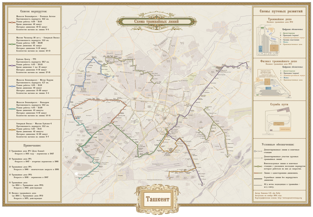 Plán tramvajové sítě v Taškentu z března 2015. (zdroj: transphoto.ru)