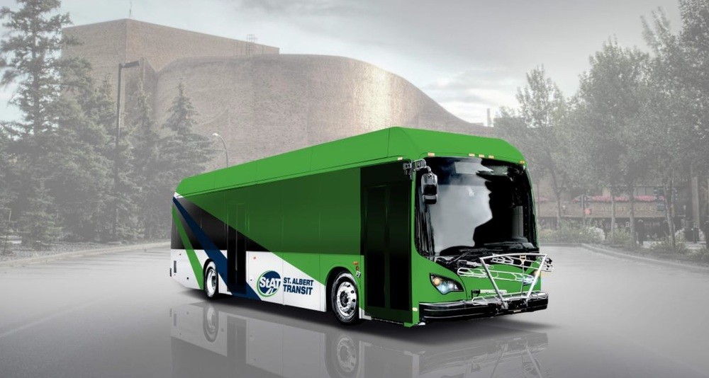 Vizualizace autobusu BYD pro kanadské město St. Alberta