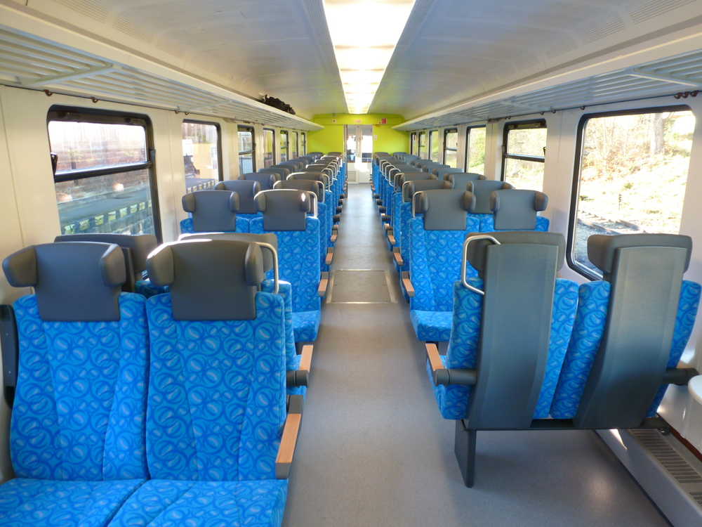Interiér jednotky řady 845 po modernizaci v Pars nova. (foto: Arriva)