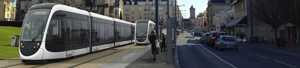 Vizualizace provozu klasických tramvají v Caen. (zdroj: http://www.tramway2019.com/)