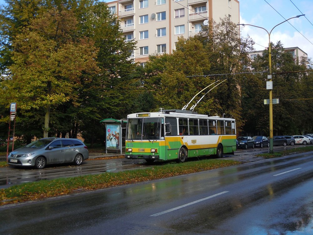 Trolejbus Škoda 14 Tr ev. č. 219 v Žilině při zvláštní jízdě pro fanoušky dopravy. (foto: Josef Pernica)