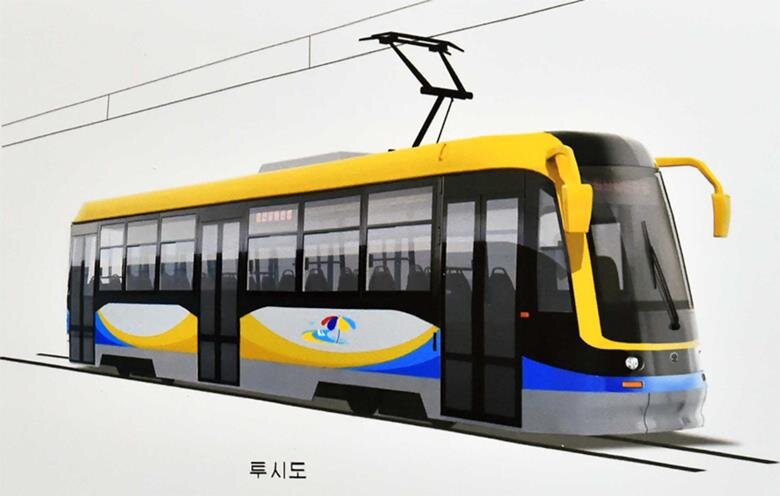 Designový návrh uzavřeného tramvajového vozu (zdroj: KCNA)