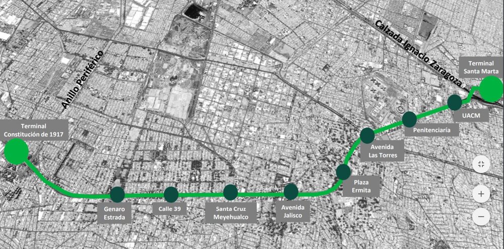 Zákres trati. (zdroj: Gobierno de la Ciudad de México)