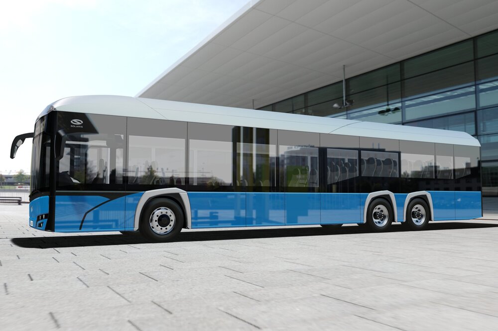 Solaris Urbino 15 LE Electric na propagační vizualizaci výrobce. (foto: Solaris Bus & Coach)