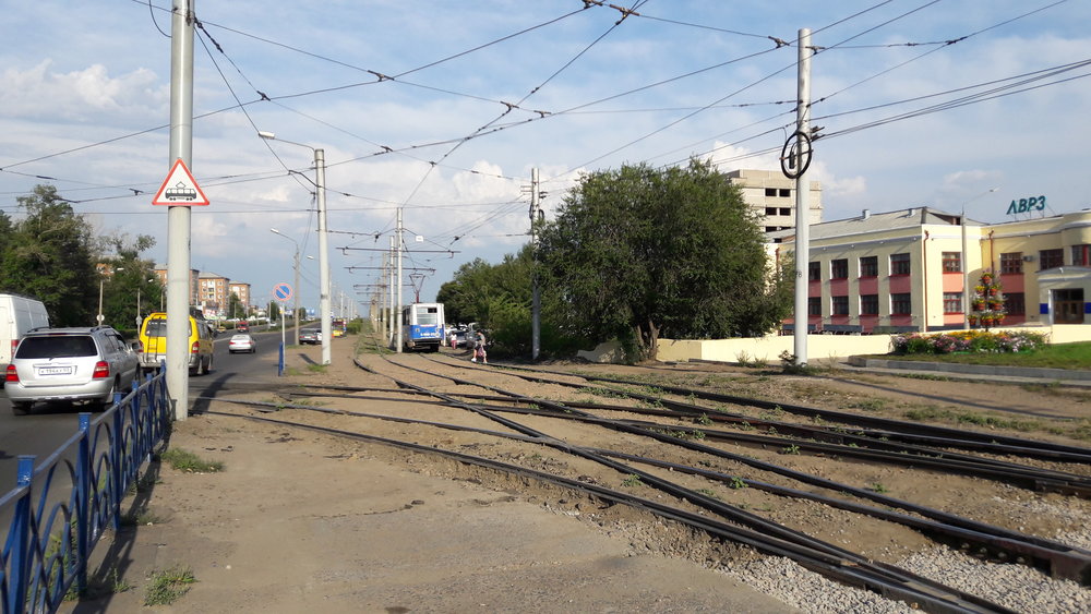  A ještě jednou místo, kde se trať k LVRZ napojuje na hlavní tramvajový okruh.&nbsp; 