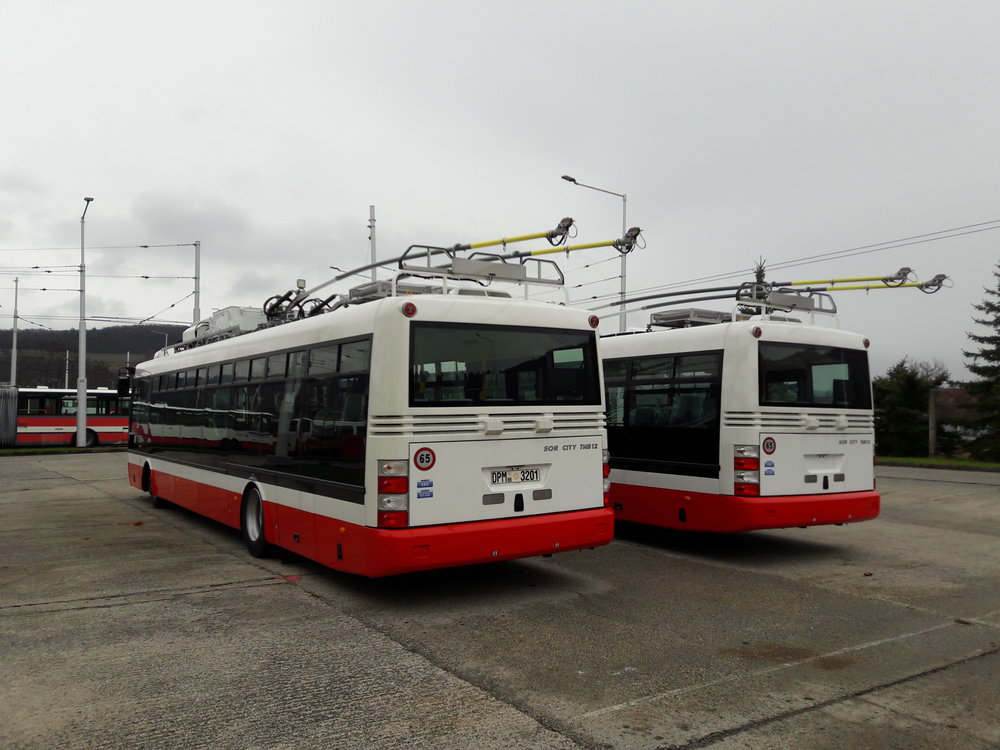 Tyto dva trolejbusy jsou totiž společným výrobkem firmy SOR Libchavy a RAIL ELECTRONICS CZ. Jde o typ SOR TNB 12. Pro laika jsou však vozy na první pohled nerozeznatelné od vozidel vyrobených v kooperaci se Škodovkou.