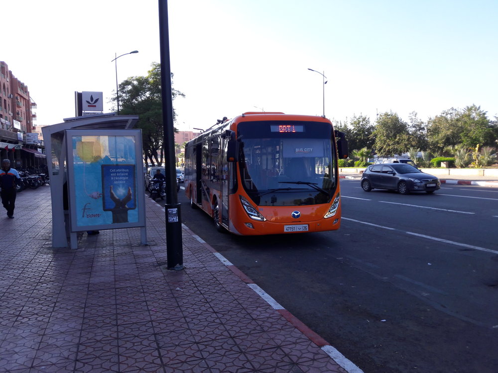 Na konečné u centra města. Park, který vidíte na pravé straně, trolejbus obkrouží. 