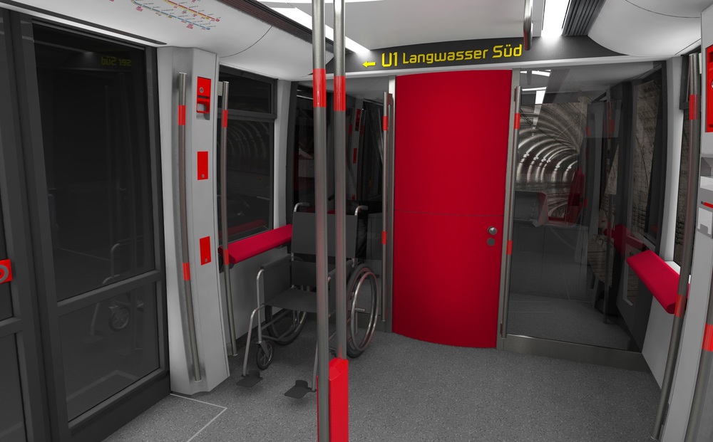 Linka U1 jako jediná dosud není v režimu provozu bez strojvůdce. Metro G1 proto bude vybaveno kabinami na obou koncích vlaku, která však bude demontovatelná. (zdroj: Siemens AG, ergon3design)