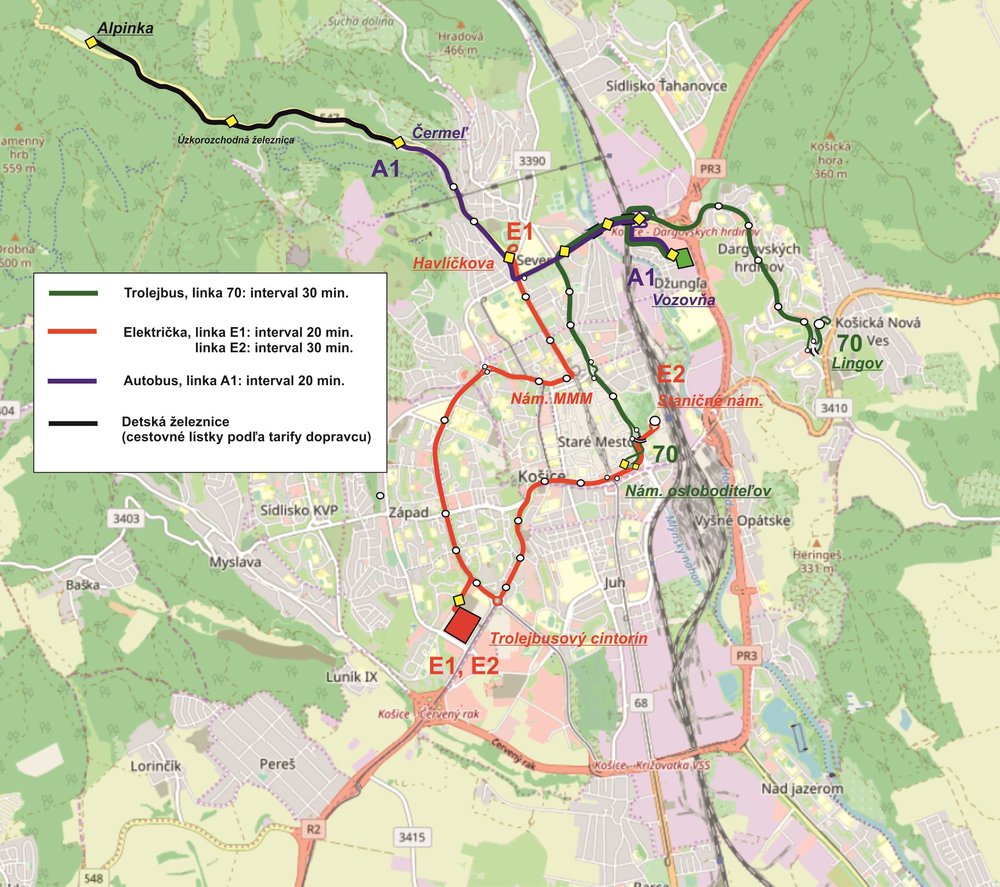 Trasy zvláštních linek dne 22. 6. 2019. (zpracoval: Petr Bystroń)