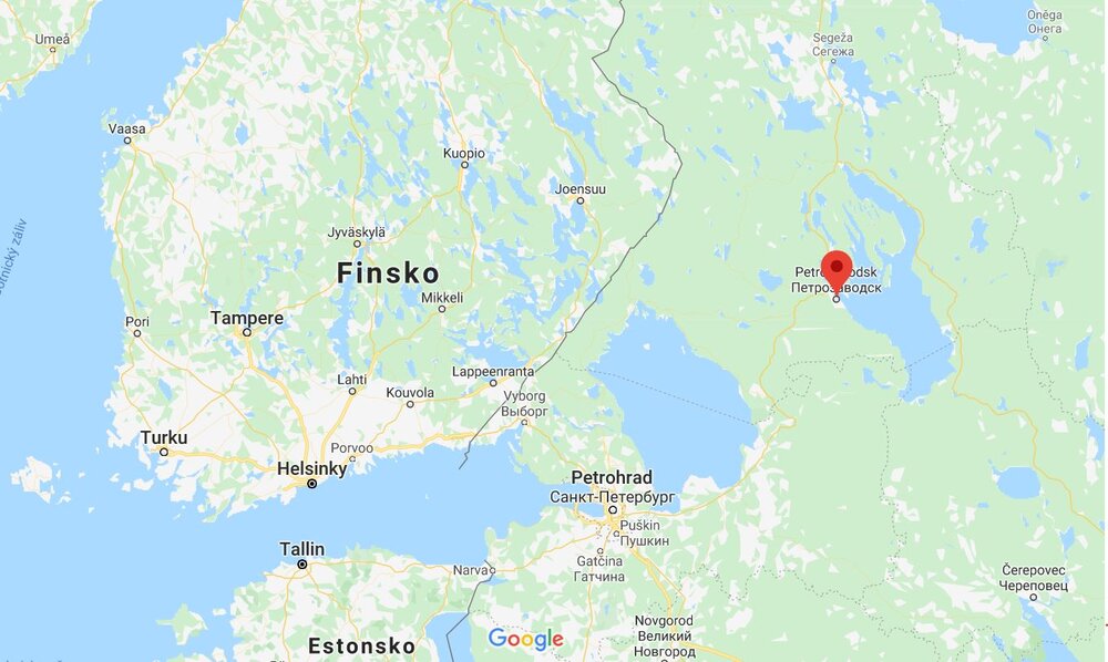 Poloha Petrozavodsku. Trolejbusová doprava v něm byla zavedena v roce 1961, ačkoli první vozovna byla postavena už na počátku 50. let. (zdroj: Google Maps)