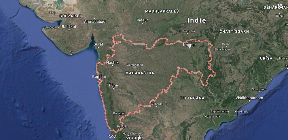 Stát Maháráštra s významnými městy. (zdroj: Google Maps)