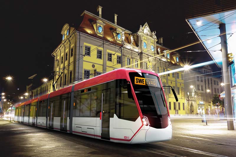 Takto by měly nové tramvaje pro Erfurt z rodiny Tramlink vypadat. (foto: EVAG)