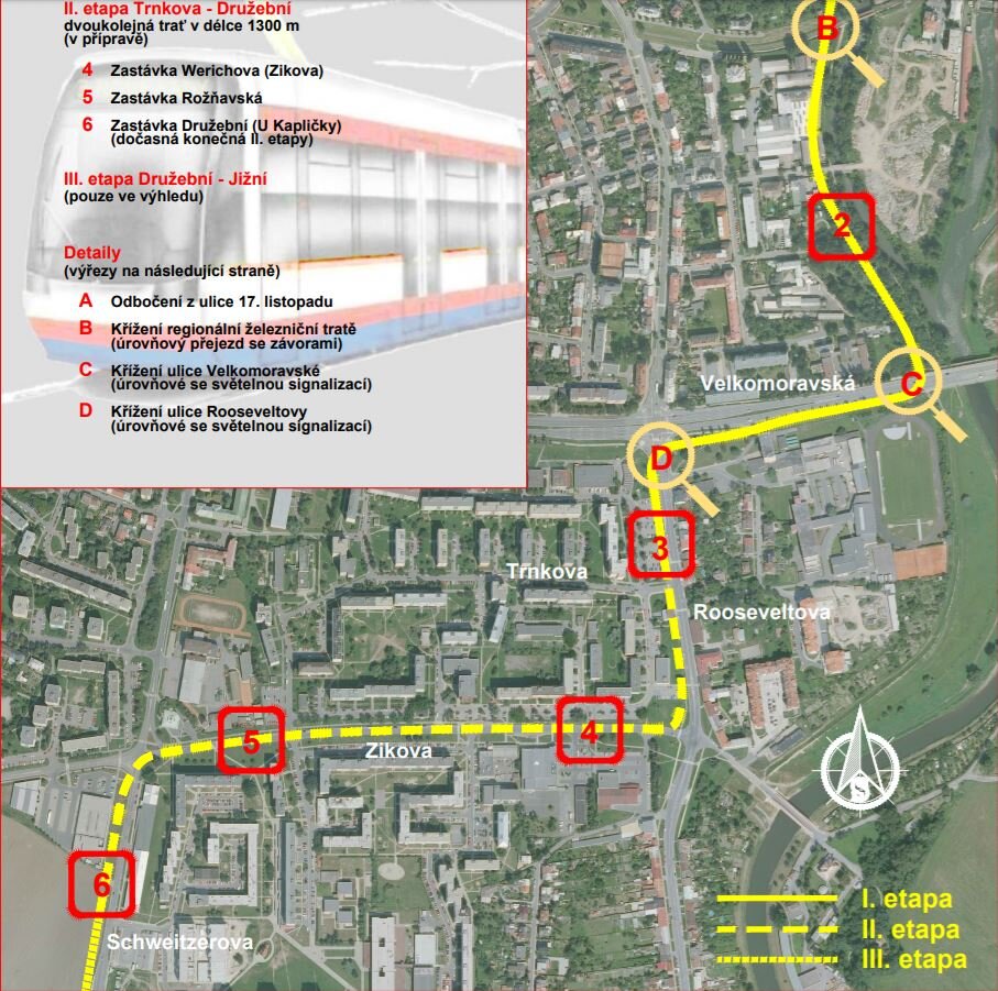 Zákres nové trati. (zdroj: Stavoprojekt Olomouc)