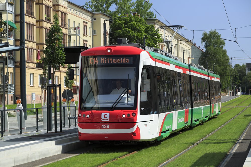 Vlakotramvaje Citylink bychom nalezli například v Chemnitz. (zdroj: Wikipedia.org)