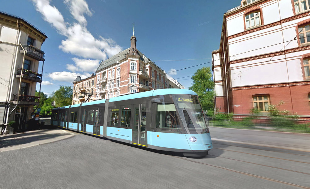 Visualisering av de nye trikkene til Oslo.  (foto: CAF)