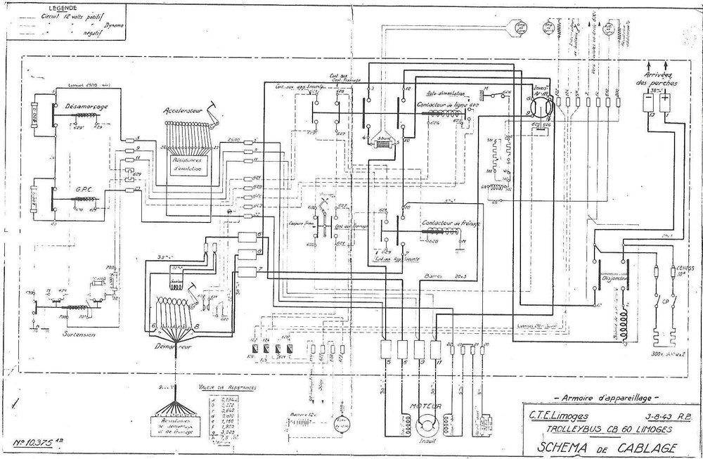 Schéma elektrické výzbroje trolejbusu CB 55 ev. č. 5 ze 3. srpna 1943. (foto: Martin Nimmo)