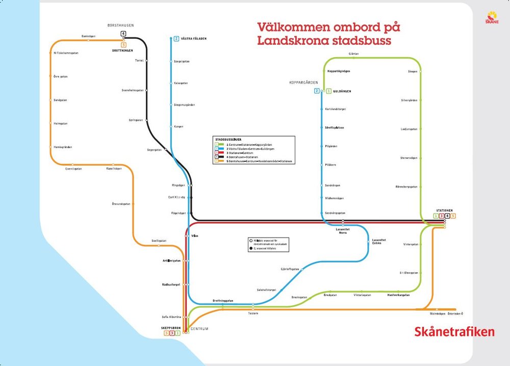 Síť MHD v Landskroně. (zdroj: Skånetrafiken)