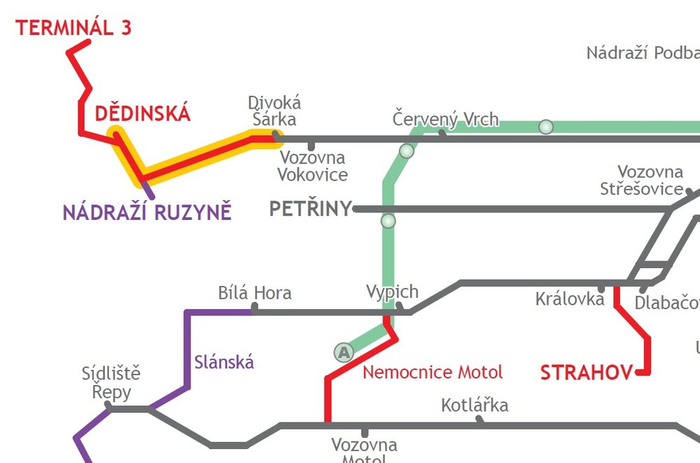 Mezi navrhovanými prodlouženími jsou i tramvajové tratě na Strahov či k Terminálu 3 ruzyňského letiště. Celou mapu plánovaných tratí si můžete prohlédnout pod tímto odkazem. (zdroj: DPP)