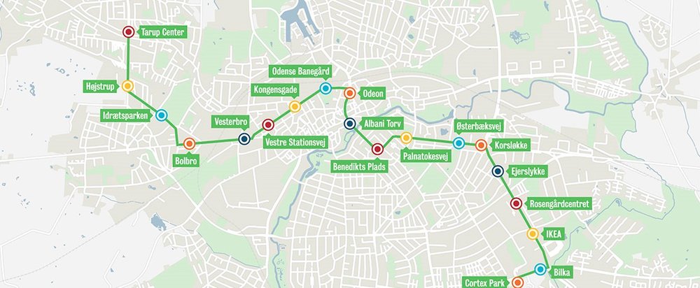 Budovaná první linka tramvaje v Odense. (zdroj: Odenseletbane.dk)