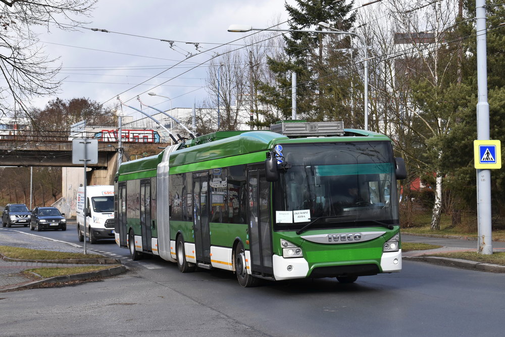 Nový trolejbus na zkouškách dne 2. 2. 2018. (foto: Zdeněk Kresa)