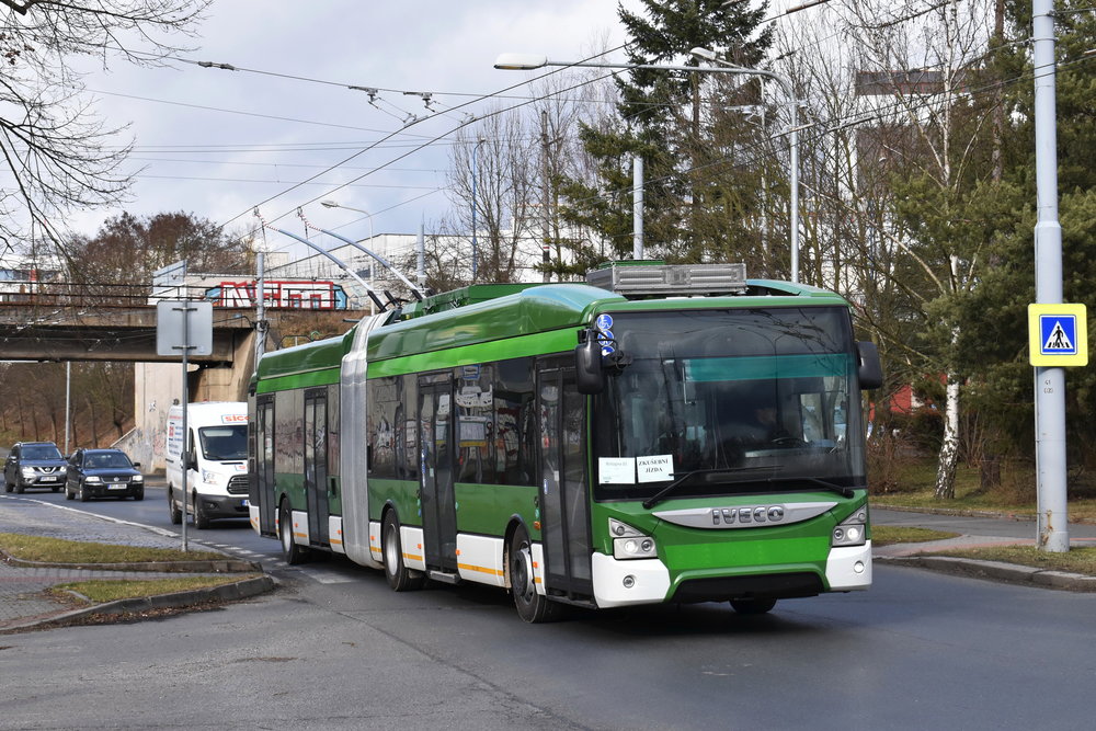 Nový trolejbus na zkouškách dne 2. 2. 2018. (foto: Zdeněk Kresa)