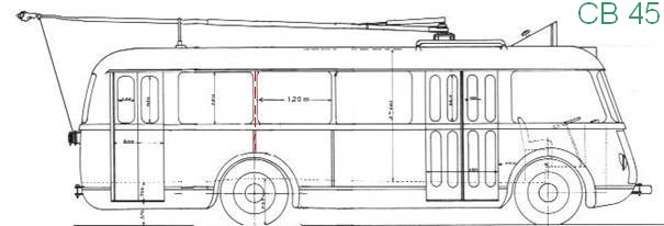 Nepůvodní výkres vozu typu CB 45 vypracovaný dle dostupných údajů a na bázi výkresu vozu typu CB 40. (autor: Jean Capolini)