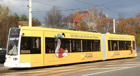 Vůz Bombardier Flexity Classic NGT6 plauenského DP. (foto: Plauener Straßenbahn GmbH)
