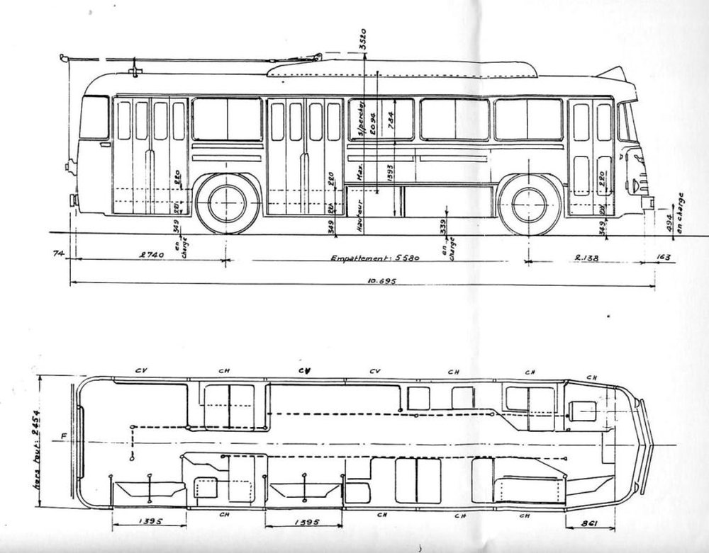 Výkres vozu typu ELR. (zdroj: sbírka Rolanda le Corffa)

Vlevo: podvozek vozu ELR na dvoře Berlietu. (foto: Berliet / sbírka G. Mullera)