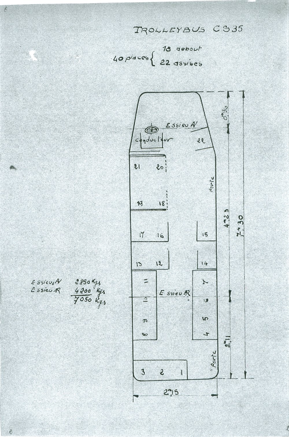 Základní výkres trolejbusu typu CS 35 společnosti TA. (zdroj: archiv Jean Capolini)