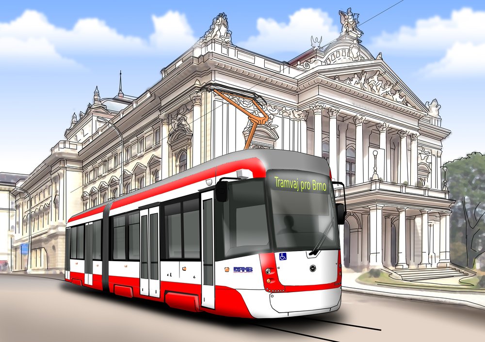 Návrh barevného řešení vozidla z dílny Pragoimexu. (zdroj: DPMB)