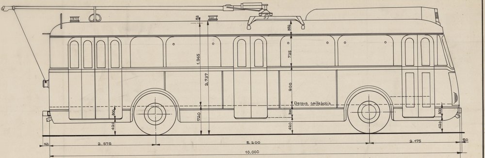 Štrasburské vozy VBR našly druhé působiště mj. v Le Havru. Zde jsou na výkresu nového vlastníka. (zdroj: Archives Municipales de la ville du Havre)
