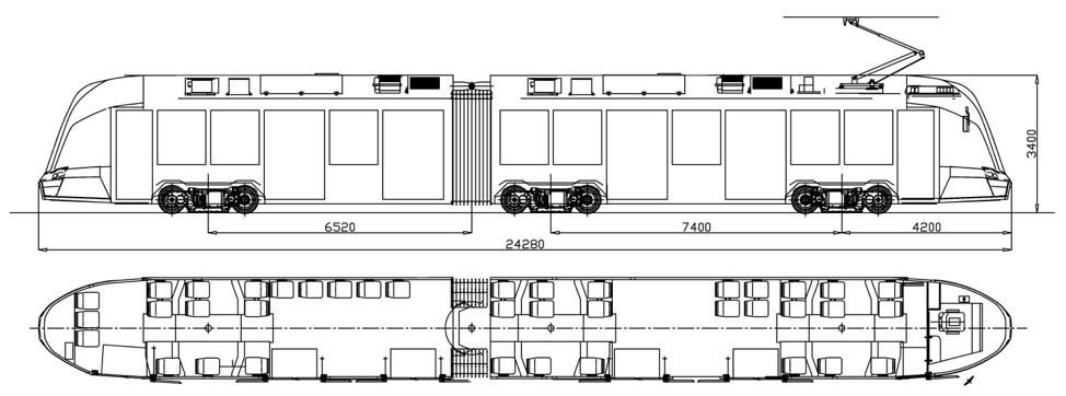 Zveřejněný náčrtek dvoučlánkového vozu. (zdroj: Tatra-Jug)