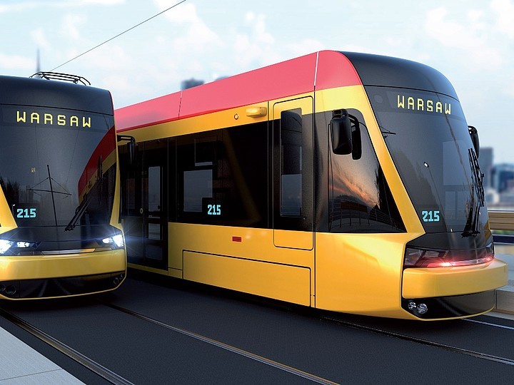 Nové tramvaje pro Varšavu na vizualizaci výrobce. (zdroj: Hyundai Rotem)