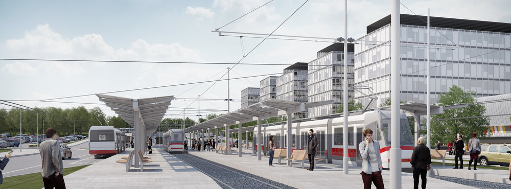 Konečná u kampusu na vizualizaci. (zdroj: DPMB)