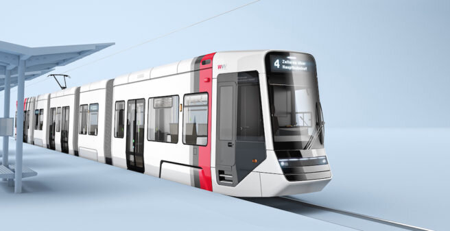 Takto by měly nové tramvaje pro Würzburg vypadat. (vizualizace: HeiterBlick GmbH)